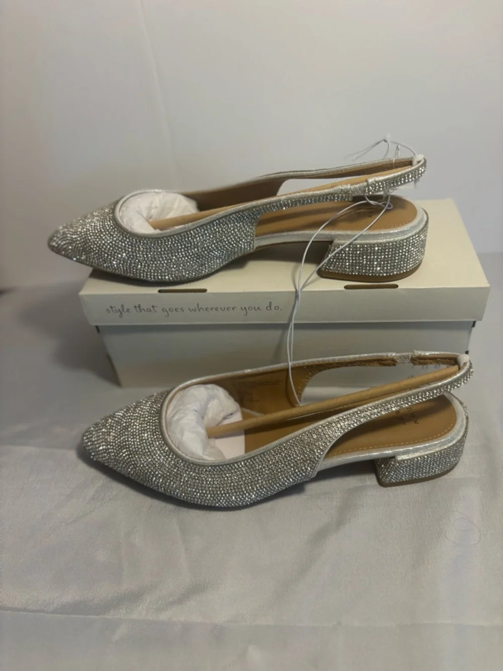 a new day Silver Rhinestone Slingback Flats